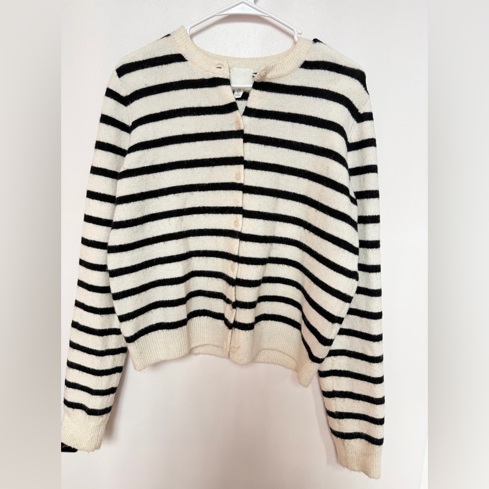 H&M Black and White Striped Cardigan